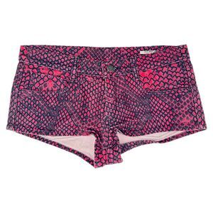 Miu Miu Snakeskin-Print Mini Shorts in Red Cotton
